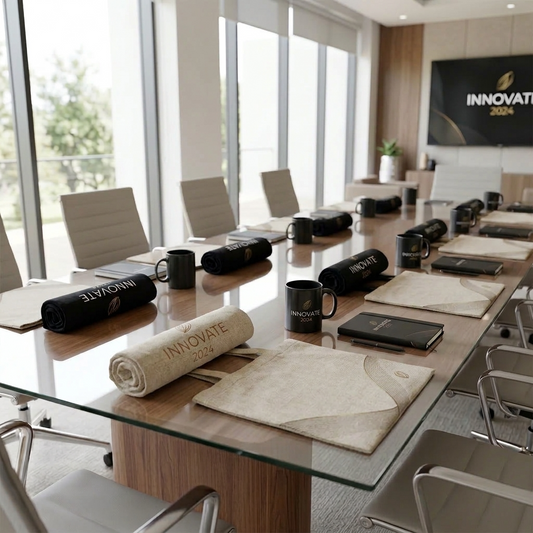 oficina con regalos corporativos personalizados en Kong Merch