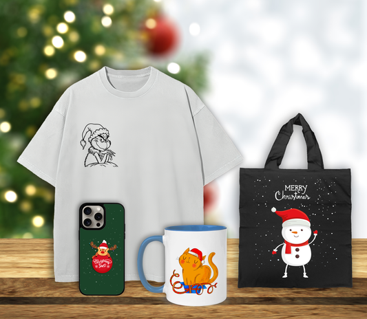 Ideas para intercambio de Navidad originales y a buen precio, prendas y accesorios personalizados en Kong Merch. Payeras, cases, tazas, sudaderas, tote bags y más