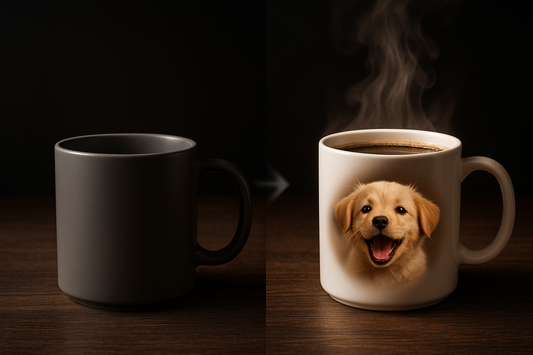 Taza mágica personalizada revelando diseño con bebida caliente – Kong Merch